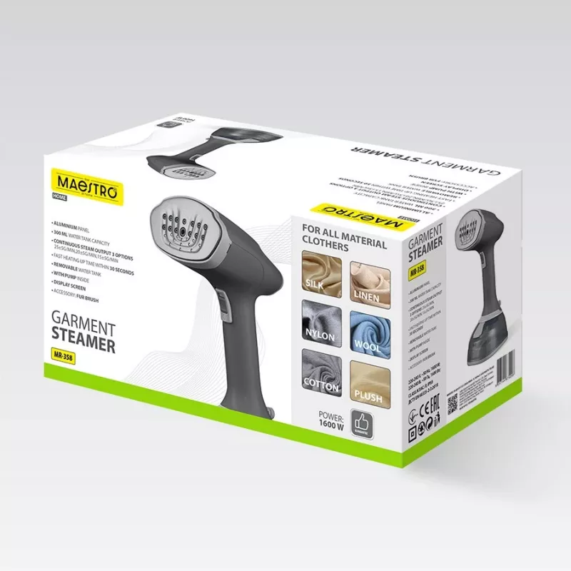 Clothes Steamer Maestro MR-358 1600W, handheld garment steamer for vertical steaming