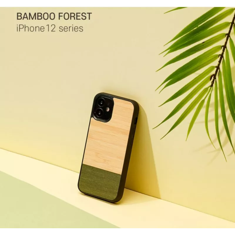 Phone case man and wood for iPhone 12 mini — bamboo forest black