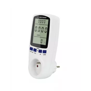Power consumption meter ESPERANZA ELA103 with LCD display — 16 A, 3680 W, 230 V, 50–60 Hz