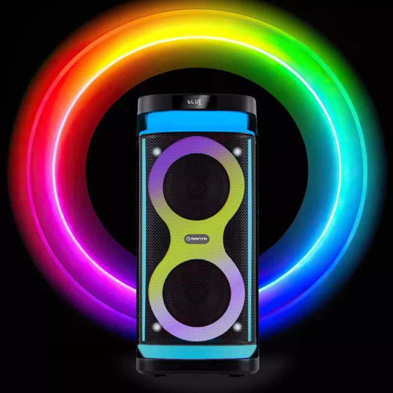 Portable speaker MANTA SPK0601B100, 100 W, Bluetooth, karaoke, wireless microphone, battery, equalizer, disco lighting