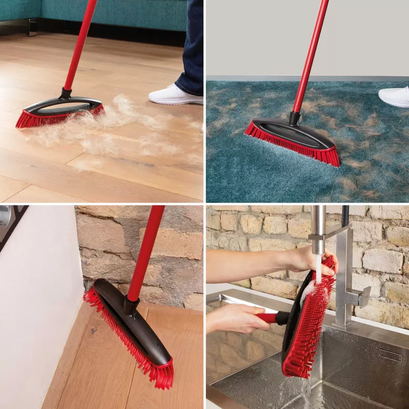 Broom set VILEDA Pet Pro 175388 — 3-piece electrostatic brush and microfiber towel, red