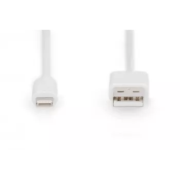 DIGITUS - Lightning-Cable - Lightning (M) to USB (M) - 1,0m - Double Insulation - White - Moulded - for Apple iPad/iPhone/iPod (Lightning) (DB-600106-010-W)
