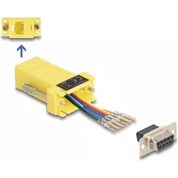 DeLOCK D-Sub 9 pin female to RJ12 female Assembly Kit yellow
