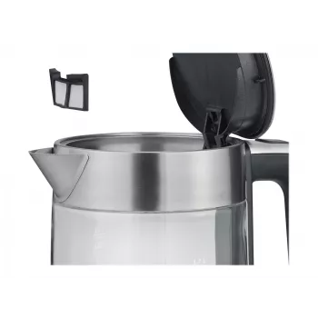 Electric kettle Severin 1.7 L 2200 W Black Stainless steel Transparent