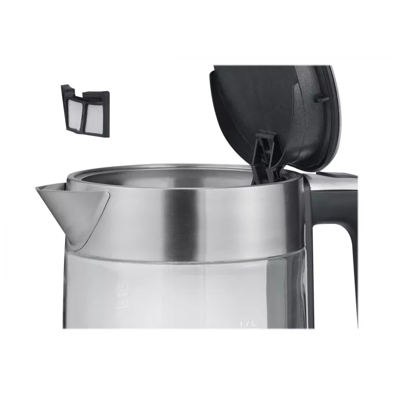 Electric kettle Severin 1.7 L 2200 W Black Stainless steel Transparent