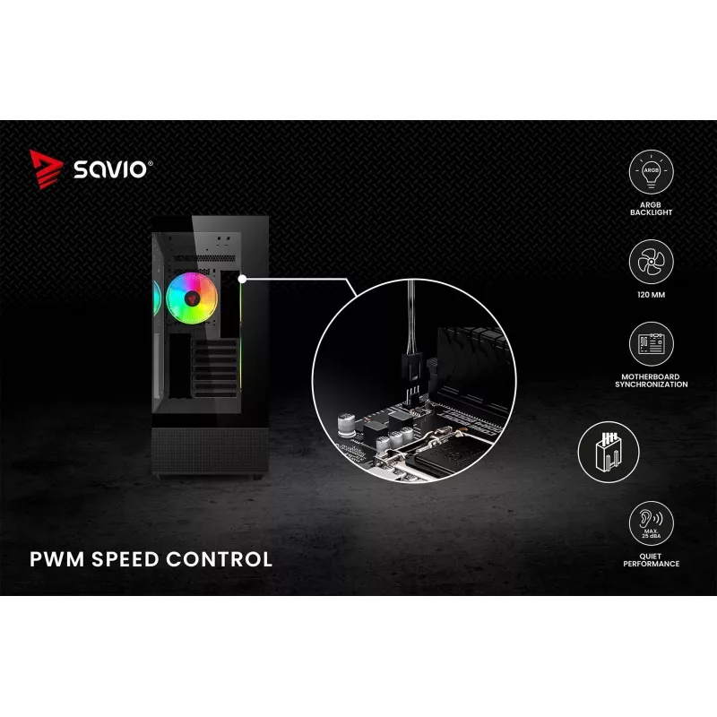 SAVIO Blast 120mm ARGB PWM Case Fan - Black