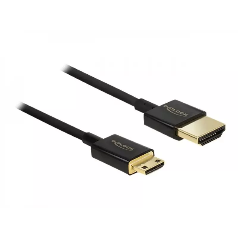 DeLOCK Slim Premium - Video-/Audio-/Network Cable - HDMI - 36 AWG - HDMI, 19-pin (M) - to - Mini-HDMI, 19-pin (M) - 2,0m - Triple Insulation - Black (84778)