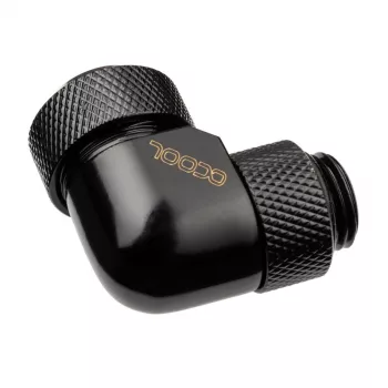 Alphacool Eiszapfen 13mm HardTube Screw-In Fitting 90° Rotatable G1/4 - Angled Compression Fitting for Liquid Cooling System - Deep Black