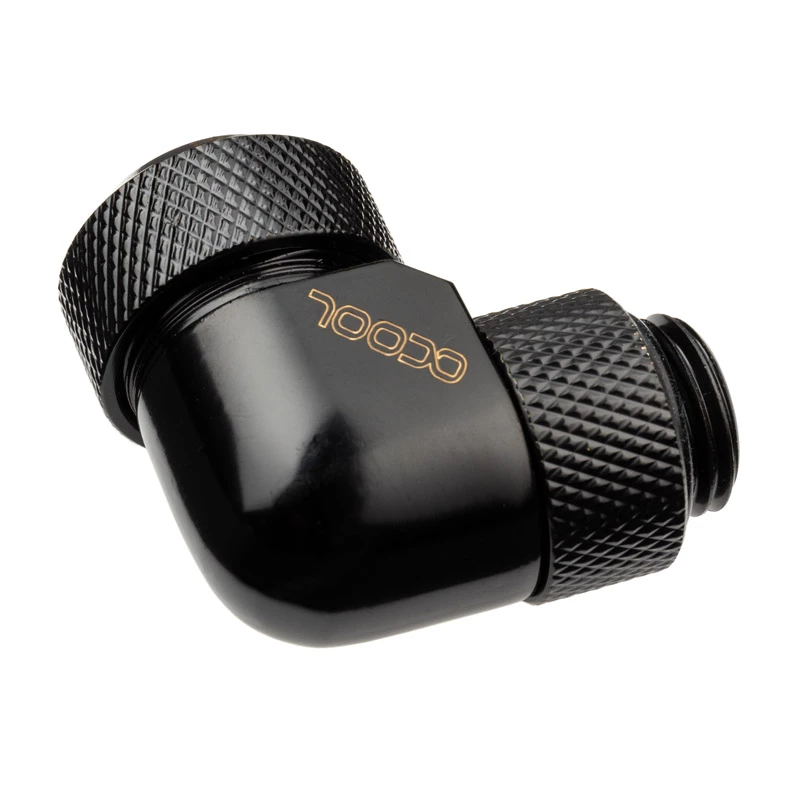 Alphacool Eiszapfen 13mm HardTube Screw-In Fitting 90° Rotatable G1/4 - Angled Compression Fitting for Liquid Cooling System - Deep Black