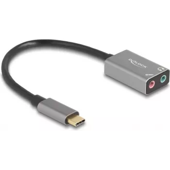 External USB audio card DELOCK 67071 — 16-bit, 48 kHz, 3.5 mm headphone, aluminium housing, 0.15 m cable