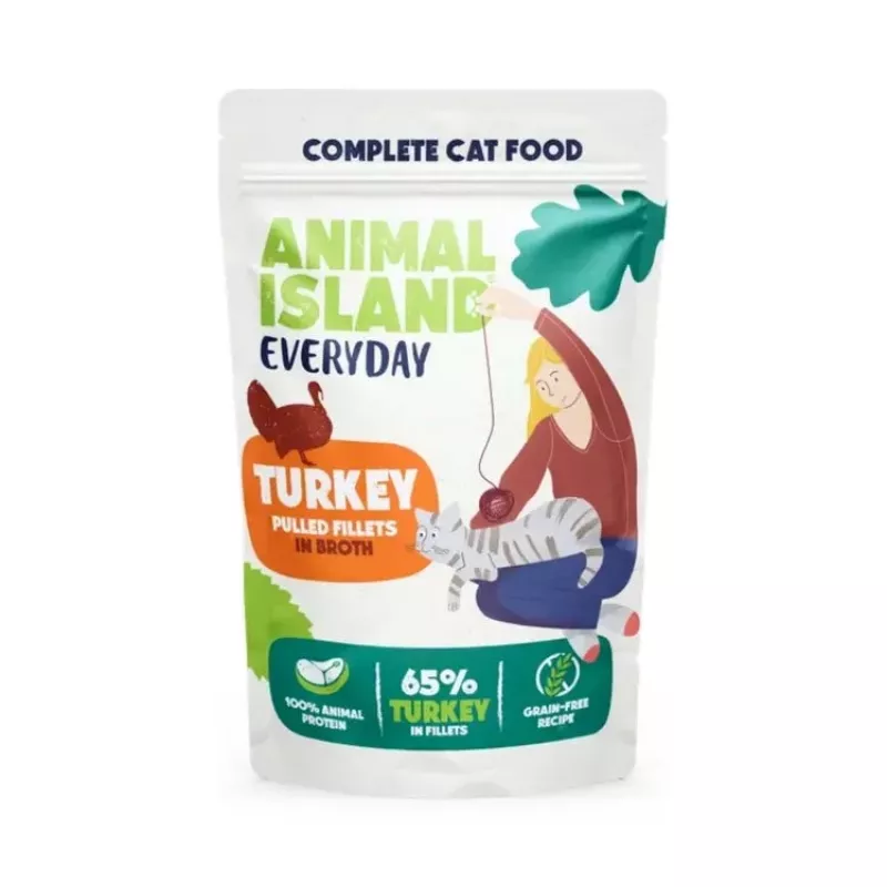 Wet cat food animal island Everyday Turkey and White Fish Fillets in Broth 4×85 g pouch (4×85 g)