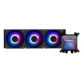 All-in-one liquid cooler MSI MAG Coreliquid A15 360 — 3x 120 mm fans, radiator 394 x 120 x 27 mm, pump 5V, RGB, supports LGA 1851