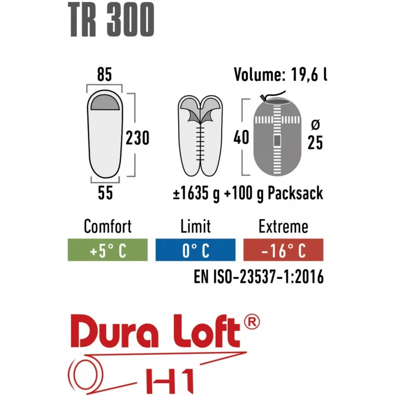 sleeping bag TR 300 (dark red/Grey)