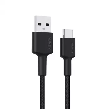 USB A to USB-C cable AUKEY CB-CD30 0.9 m — Black, braided, USB PD 3.0, 0.48 Gbit/s