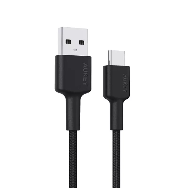 USB A to USB-C cable AUKEY CB-CD30 0.9 m — Black, braided, USB PD 3.0, 0.48 Gbit/s