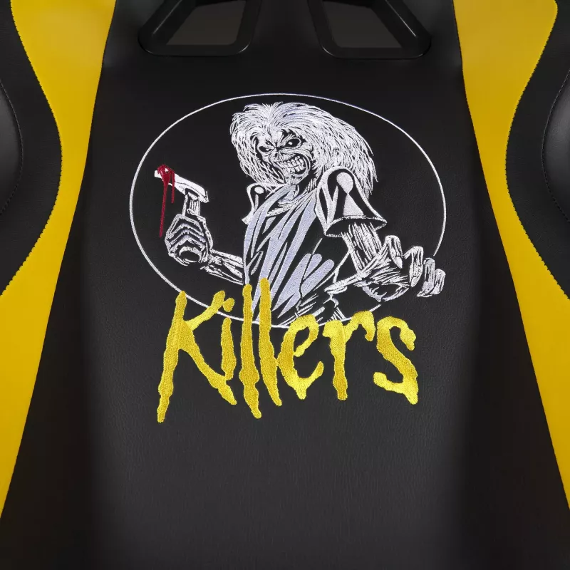 SUBSONIC Subsonic Pro Iron Maiden Killers Gaming Chair — Ergonomic High-Back PU Leather, Adjustable Height, 2D Armrests, Recline to 180°, 120 kg Capacity, Black with Red Accents