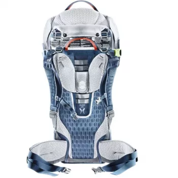 Baby carrier backpack DEUTER Kid Comfort Active — blue, polyamide, up to 22 kg, sunshade, footrest, VariQuick, Lite Air