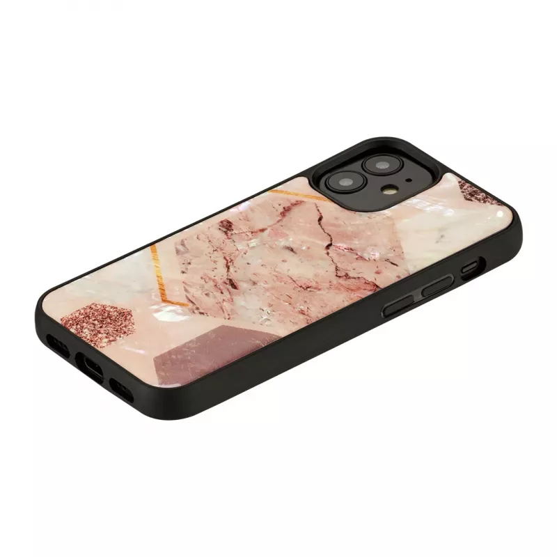 Protective case iKins for Apple iPhone 12 mini — pink marble pattern, slim fit