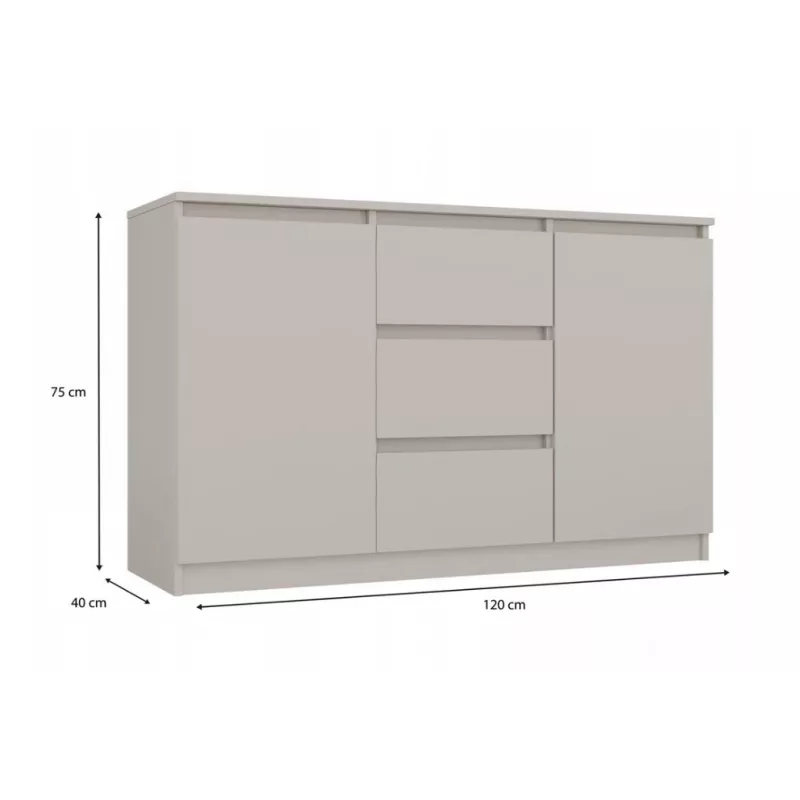 CHEST OF DRAWERS WITH 2 DOORS AND 3 DRAWERS, CASHMERE COLOUR