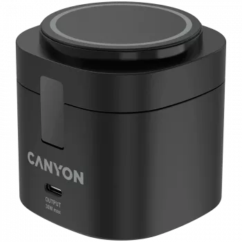 Canyon 4 in 1 Wireless Charging Stand, 30W max, Size: 70x70x70.3mm, weight: 414g, with 65W charger and 1M cable, black