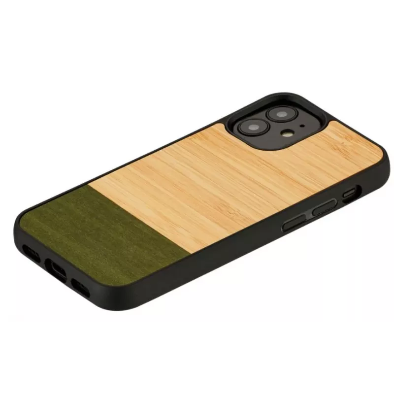 Phone case man and wood for iPhone 12 mini — bamboo forest black