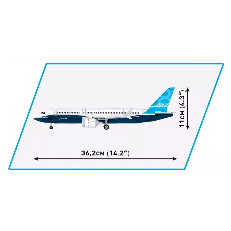 Building set Cobi Boeing 737-8 — 340 pieces, recommended age 7+, blue and white