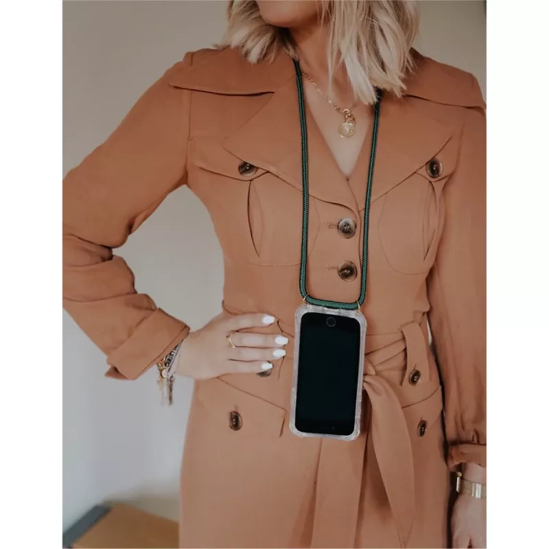Phone necklace case Lookabe for iPhone X / Xs — gold with green strap