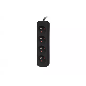 Power Extension Lanberg PS0-04E-0100-IEC-BK 1m 4 AC Outlets Indoor Black