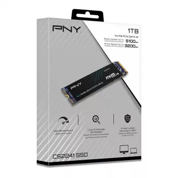 SSD PNY CS2241 M.2 NVMe PCIe 4.0 1TB — Read 5100 MB/s, Write 3200 MB/s