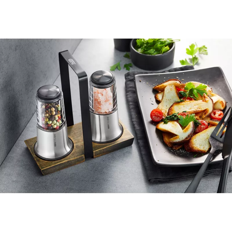 Salt and pepper mill GEFU X-PLOSION G-34641, manual spice grinder for peppercorns and coarse salt