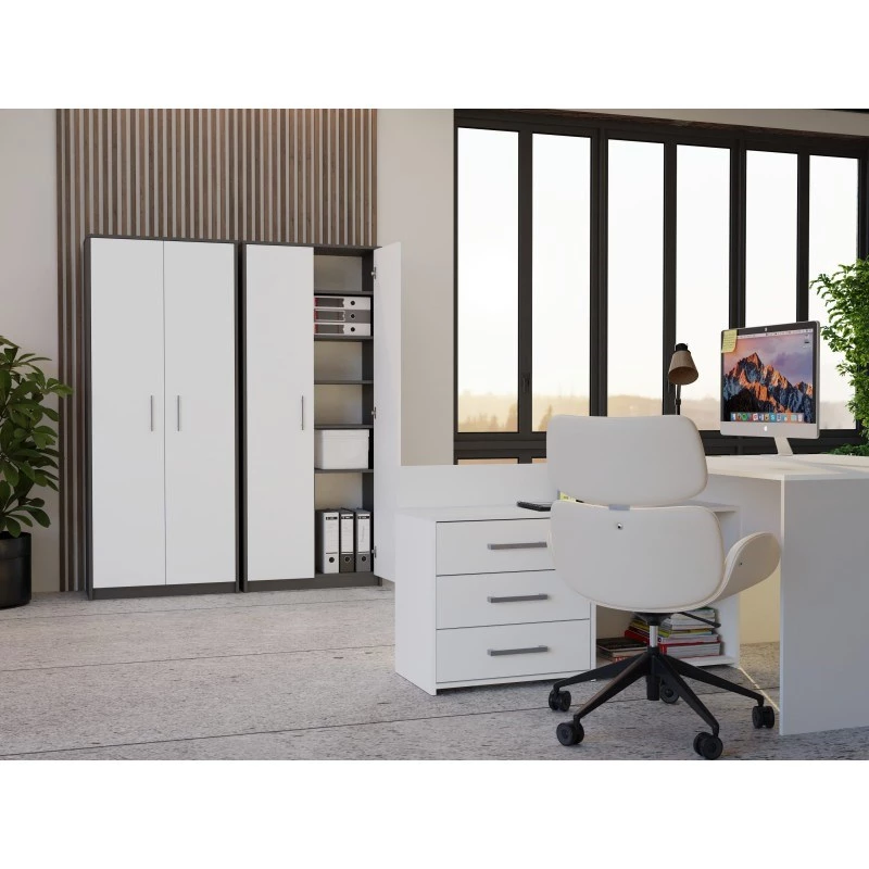 OLIV 2D CLOSED SHELVING UNIT, ANTHRACITE/WHITE SET