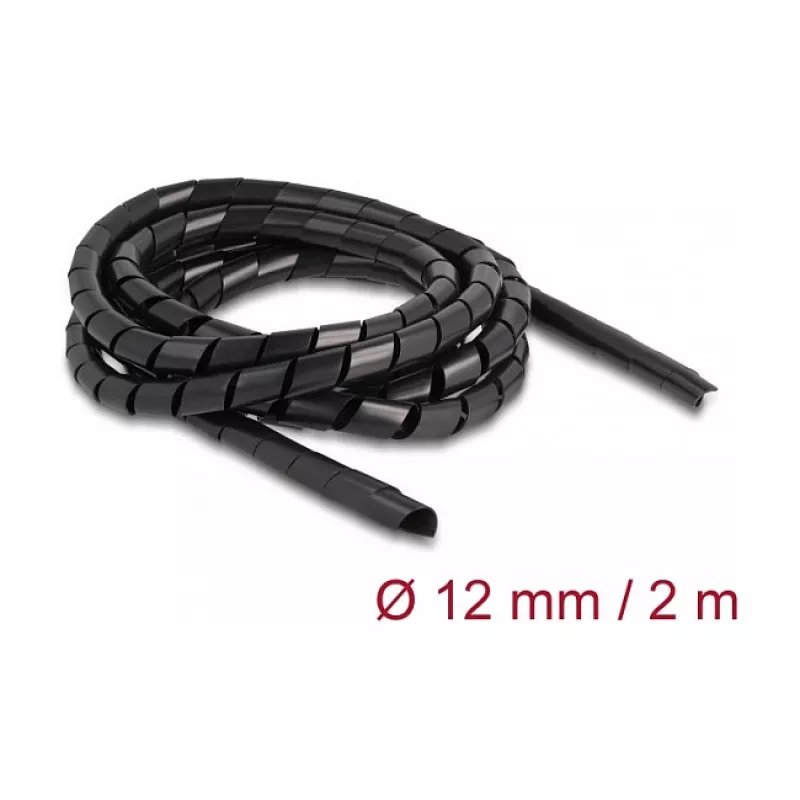 DeLOCK Spiral Hose flexible 2 m x 12 mm black Polyethylene