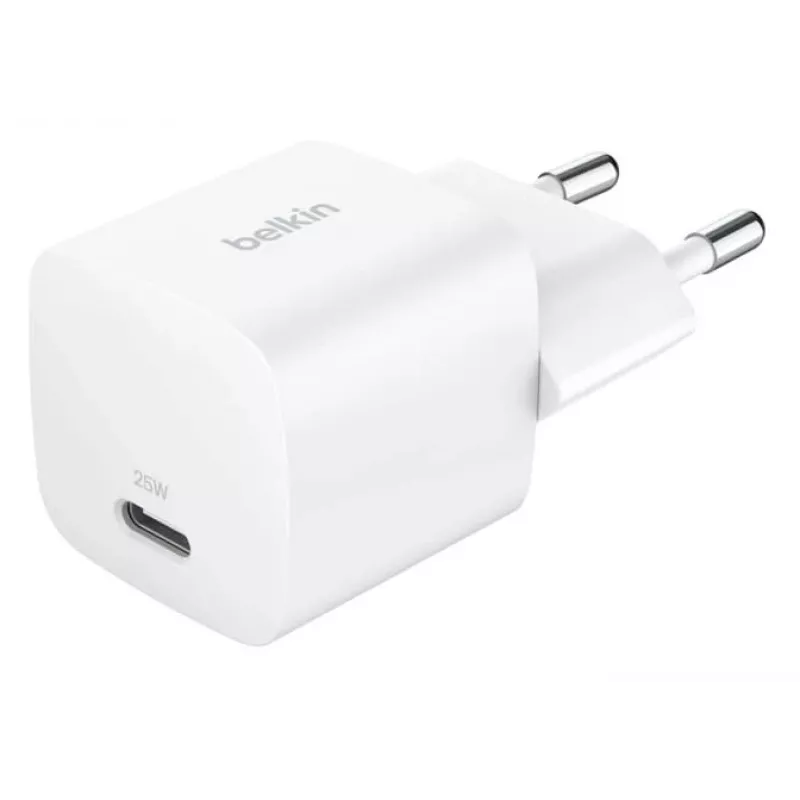 Charger Belkin BoostCharge 25W USB-C PD (Indoor AC) White — for portable gaming consoles, smartphones, tablets