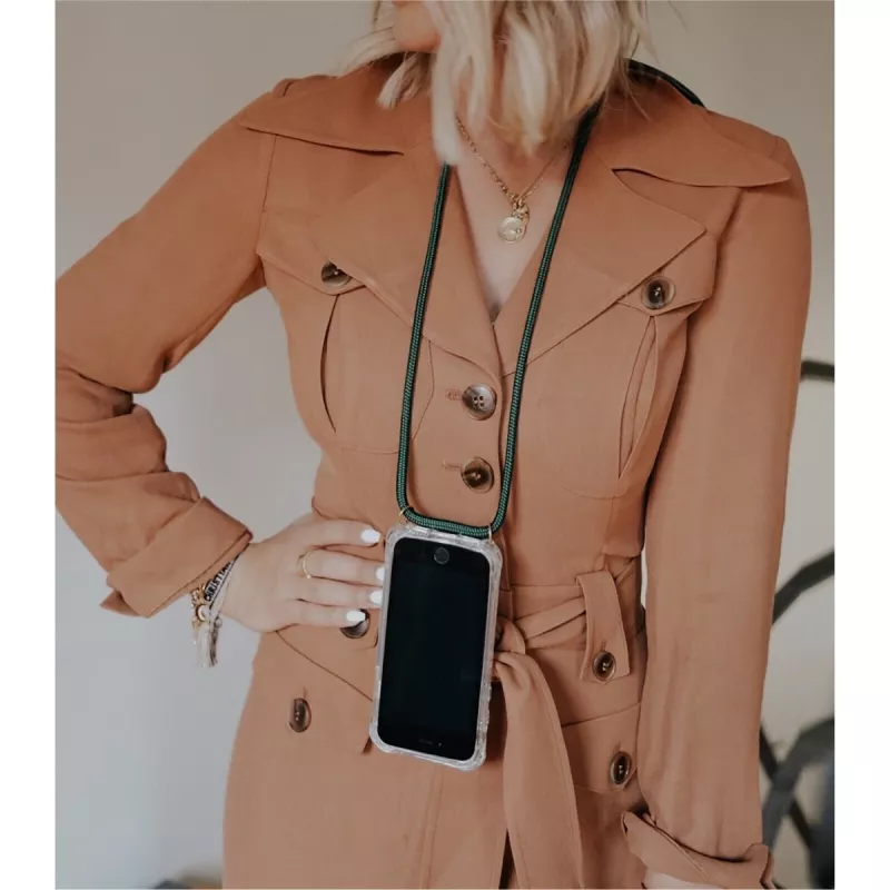 Phone necklace Lookabe loo014 for iPhone XR – gold-green protective pouch with strap