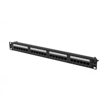 Patch panel 1U LANBERG PPUA-1024-B, 24 ports, Cat6a, U/UTP, 1U rack, depth 102 mm, metal, black