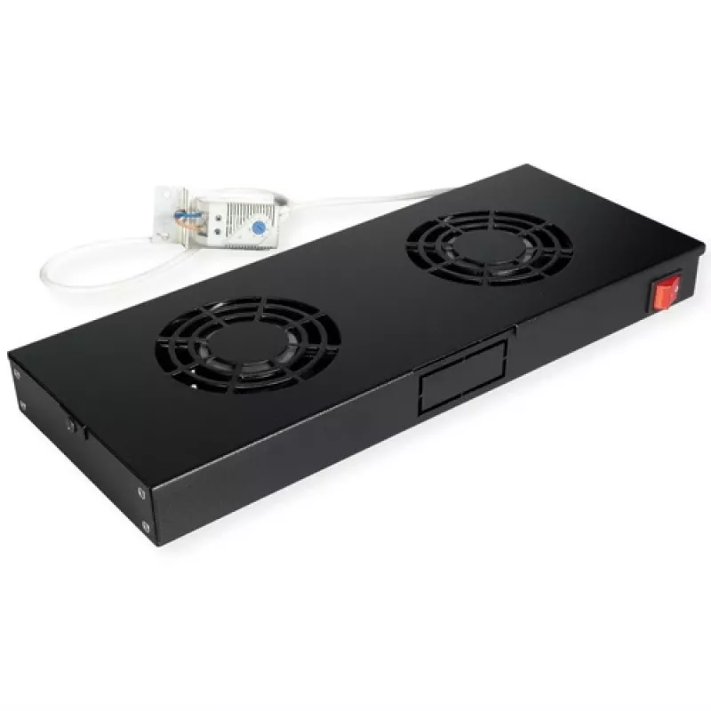 Cooling fan unit ROLINE 26.21.0271 — 19 inch fan module with 2 fans and thermostat