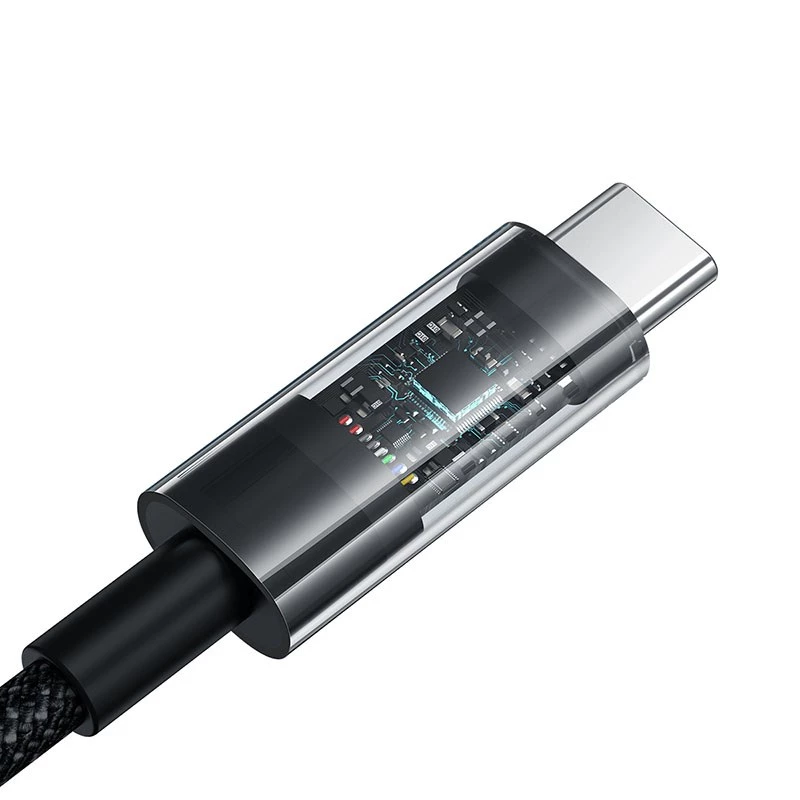 USB A to USB C cable Baseus Gem 1m 100W Fast Charging, Nylon jacket, Black