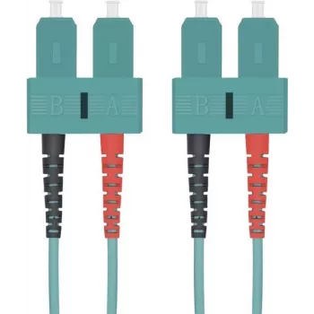 Fiber optic patch cable helos LWL 50/125µm OM3 SC 15m Duplex Aqua