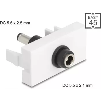 DELOCK DC Power Adapter Easy 45 Module 5.5 x 2.1 mm to 5.5 x 2.5 mm