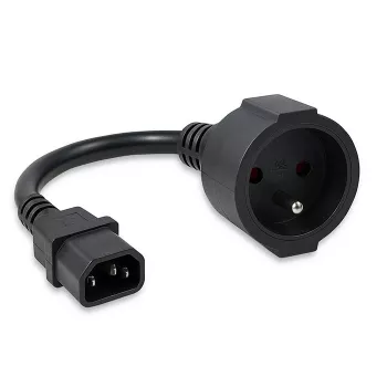 Power adapter QOLTEC IEC 320 C14 to French plug, 0.15 m cable
