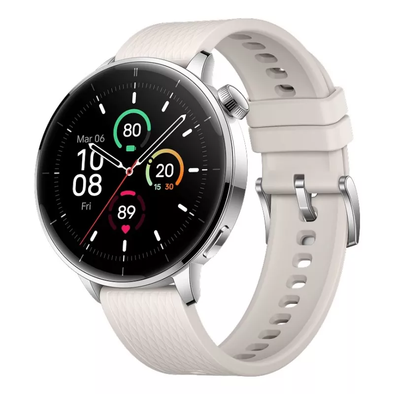 Smartwatch ONEPLUS OnePlus Watch 3 43mm, 1.32 inch AMOLED 466×466, Titanium/Silver, White rubber band, GPS, Wi‑Fi