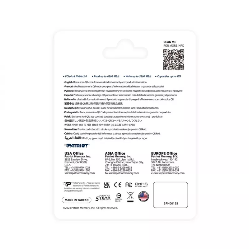 Solid State Drive PATRIOT P400 V4 4 TB M.2 NVMe (4000 GB, M.2, Black)