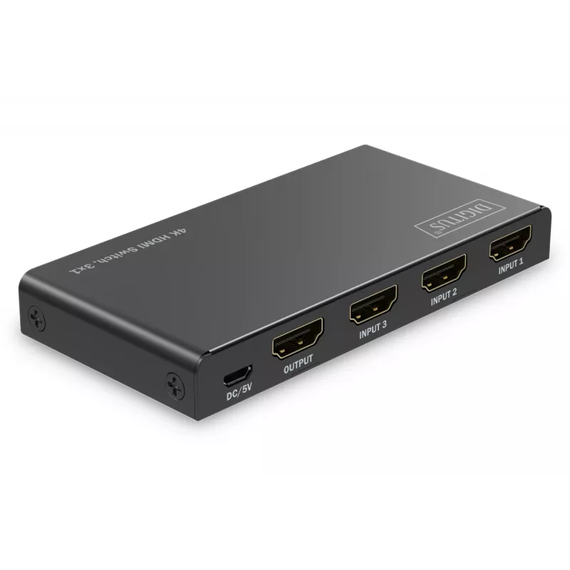 Digitus 4K HDMI Switch 3x1 Metal Black 18 Gbit/s