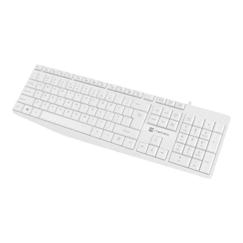 Wired full-size keyboard NATEC NAUTILUS NKL-1951, 105 keys, US International QWERTY, white, USB, 1.8 m