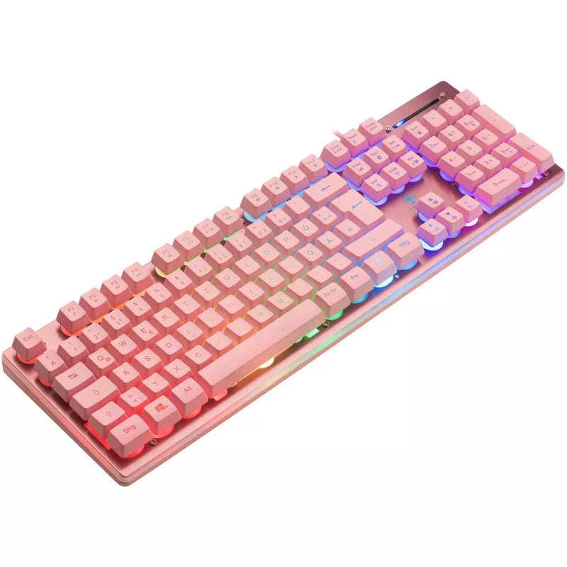 Deltaco GAM-021-RGB-P-DE - full size (100%) - USB - membrane key switch - QWERTZ - Pink