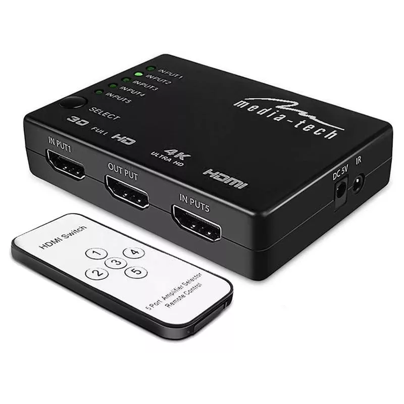 HDMI video switch MEDIA-TECH MT5207, 3x HDMI inputs, 1x HDMI output, black