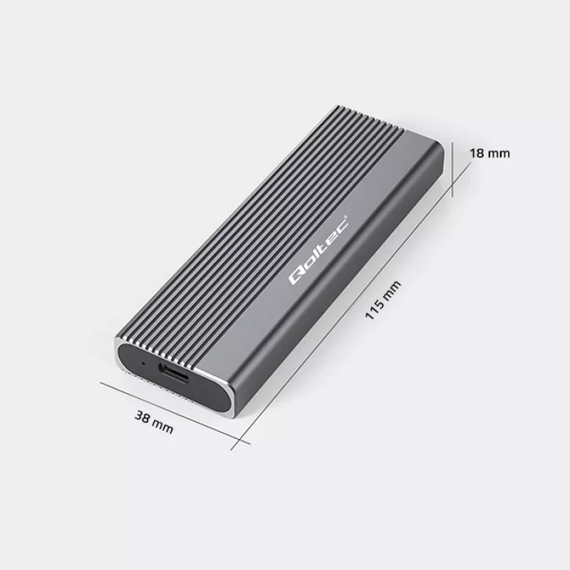 Qoltec Enclosure for SSD M.2 drive,SATA,NGFF,USB C