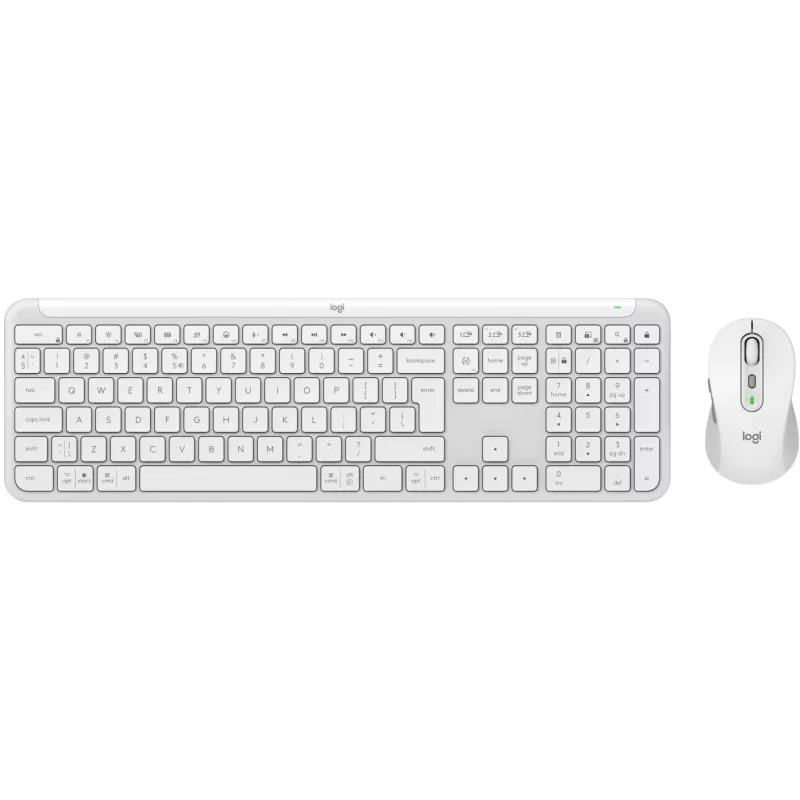 Logitech Signature Slim Combo MK950 - Keyboard-and-Mouse-Set - 100% full size - Wireless - Bluetooth 5,1 LE - QWERTY - US International - Off-White (920-012491)