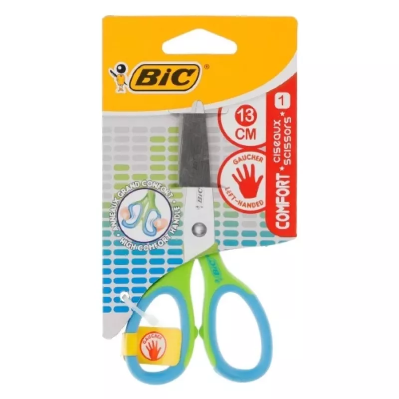 Scissors BIC Comfort left-handed 13 cm — left-handed scissors, 13 cm blade length