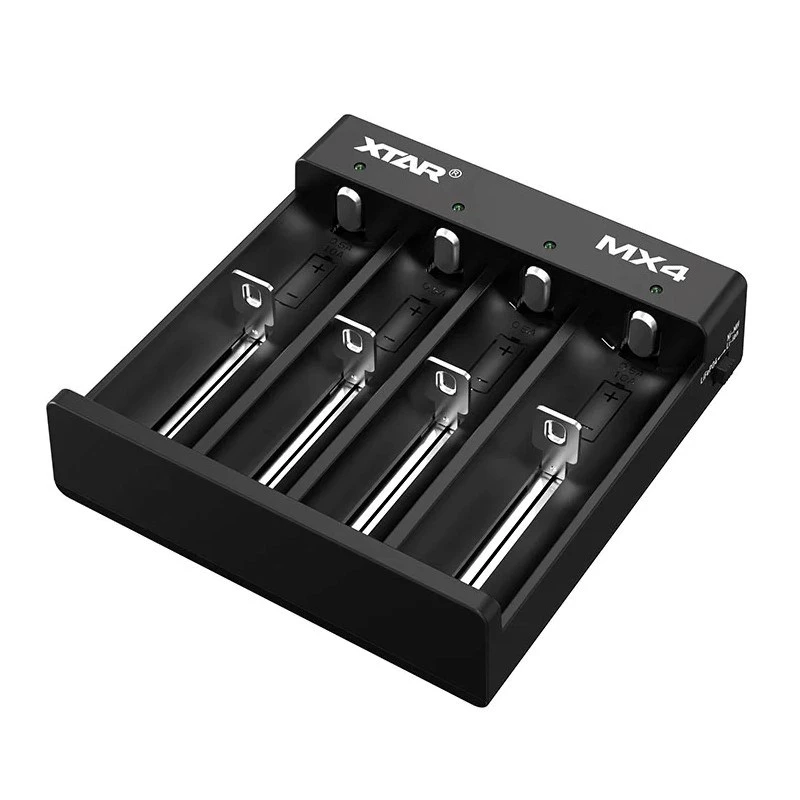 Battery charger XTAR MX4 4-slot universal Li-ion NiMH USB-C, black, supports 4 batteries